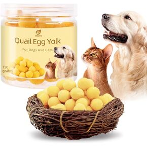 Freeze Dried Quail Egg Yolk, Natural Ingredient Cat and Dog Treats, Healthy Tasty Snacks for Training (5.2oz)