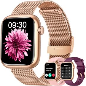 Smartwatch Women for Android Phones iOS: Gold Smart Watches for Women Fitness Tracker 1.83" Touchscreen Waterproof Smartwatches with Answer/Make Call Blood Pressure Heart Rate Sport Pedometer Monitor
