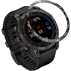 REYDA Watch Bezel Compatible for Garmin Fenix 7 Bezel Ring, Stainless Steel Watch Bezel Loop Adhesive Cover Scratch Resistant Collision Protection Metal Bezel Styling Dial Circle for Garmin Fenix 7