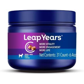 Leap Years Soft Chew Dog Supplement – Supports Healthy Aging, Cognition & Vitality; Veterinarian-Formulated for Brain, Heart & Muscle Health; Powerful NAD+ Boosting & Senolytic Formula, Patent-Pending in Saudi Arabia