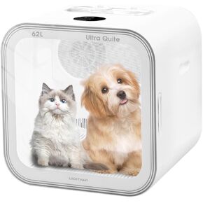 LUCKY NAVI Automatic Pet Dryer Box for Cats and Small Dogs, Ultra Quiet 62L Big Capacity Dog Dryer Box, Cat Dryer Cage with Smart Temperature Control, 360° Pet Dryer Box for Pet Grooming(62.0L)