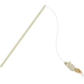 Cat Wand Toy for Indoor Cats, Natural Wood Cat Wand Toy with Feather Mice Toy,Interactive Cat Toy Kitten Toy for Indoor Cats to Play Chase Exercis