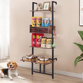 Pet Feeding Station with Storage, Adjustable Raised Dog Bowl Stand with Storage Organizer, Elevated Dog Feeder Station for Small/Large Dogs, Lifted Dog Bowl Holder Cabinet(Not Include Bowls)