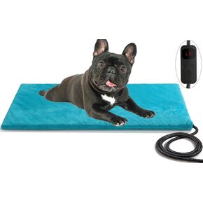 Outdoor Pet Heating Pad for Dog & Cat, Extremely Waterproof Heated Cat Bed Mat with 5 Timers & 6 Temp Adjustable, Heater Warming Blanket for Dog Cat House Whelping Box