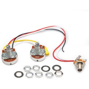 SAPHUE Bass Wiring Harness Prewired Kit 250K Big Pots 2 Volume 1 Tone For Jazz Bass Electric Guitar Parts