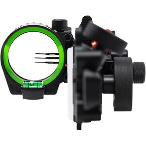 REDLINE Three Pin Bow Sight .019 Fiber 2 Upper Pins and .010 Lower Pin with 1st 2nd & 3rd Axis Adjustments - Mathews Bridge-Lock Compatible Dovetail