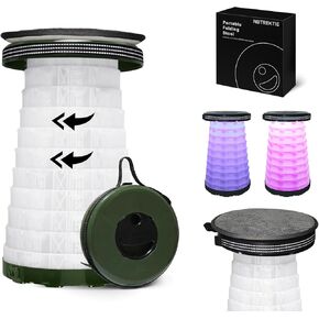 Collapsible Stool with Cushion,Portable Stools for Adults Heavy Duty with Load Capacity 660lb,Portable Seat Includes Light Modes,Portable Collapsible Stool for Camping, Fishing(Dark Green