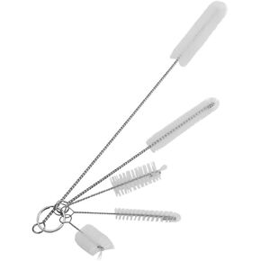 Fdit 5 Pcs Stainless Steel White Bristle Aquarium Cleaning Brush,Fish Tube Washing Brush Cleaner Clean Tool Set