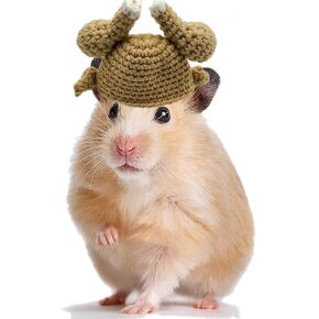 Thanksgiving Small Animal Turkey Costume, Turkey Drumstick Knitted Hat for Rabbit Hamster Guinea Pig Chinchilla Hedgehog Lizard Bearded Dragon Halloween Cosplay Accessories