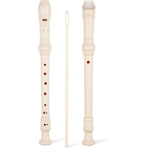 SWAN Soprano Recorder Instrument for Beginners Kids Student - German Fingering 8 Hole Flute Detachable 3pcs ABS Descant Recorders with Cleaning Rod and Fingering Chart, SW8K, Baby Blue