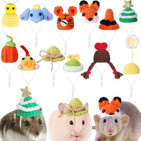 12 Pcs Hamster Hat Mini Hats for Snakes Small Animals Guinea Pig Hat Hamster Clothes Cute Tiny Rat Hat for Snakes Pets Lizards Hamsters Bearded Dragons Holiday Party Costume Accessories (Cute)