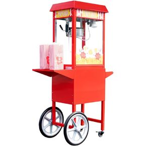 Restaurantware Hi Tek 8 Ounce Commercial Popcorn Popper Machine 1 Electric Popcorn Maker Machine - Popcorn Cart Sold Separately 3-Switch Operation Red Stainless Steel Popcorn Machine 120V