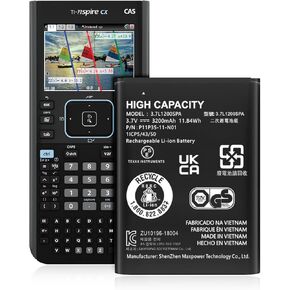 TI-84 Plus CE Battery, (2024 New Upgrade) 3200mAh Ultra High Capacity Li-ion Replacement Battery Pack for Texas Instruments TI-84 Plus CE, TI-84 CE, fits Part No 3.7L12005SPA, P11P35-11-N01