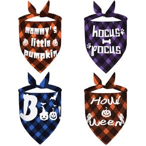Halloween Dog Bandanas 4 Pack Boo Pumpkin Dog Bandana for Halloween Fall Dog Bandanas Holiday Pet Scarf for Small Medium Dog Cat in Kuwait