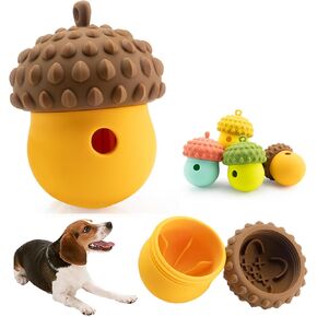 Interactive Dog Toys Detachable, Dog Slow Feeder for Distraction Treat Dispensing Dog Toys for Fun and Enrichment, Small Medium Dogs (Brown Yellow)