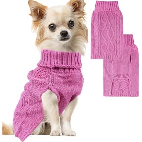 Dog Sweaters for Small Dogs XS Dog Sweater Winter Dog Clothes Boy Chihuahua Yorkie Sweater Warm Pet Clothes Knitted Solid Puppy Sweater Cat Sweater Doggy Turtleneck for Cold Weather (Blue, X-Small)