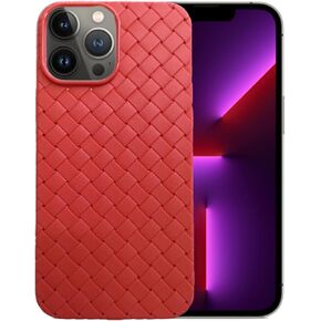 Compatible with iPhone 13 Pro Braided Breathable Mesh Weave Grid Silicone TPU Cell Phone Mobile Basic Back Case Cover (Blue)