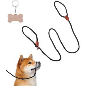 Slip Leads for Dogs, 5 Ft Heavy Duty Slip Leash for Dogs, No Pull Dog Leash Training Leash, Comfortable Leather Dog Leash Loop Rope Medium Puppy Leash, Small Dog Leash Muzzle, Dog Slip Lead (Black)