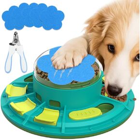 Dog Nail File Toy + Dog Puzzle Toy + Dog Slow Feeder, Dog Food Puzzle Toy Feeder with Dog Nail Scratch Board (Green)