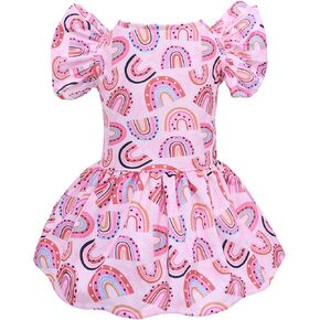 CuteBone Dog Dress Princess Puppy Birthday Dresses with Flutter Sleeves Cat Clothes Outfit for Small Dogs Girl Pet Apparel FX07M