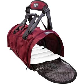 Divided SturdiBag X-Large Pet Carrier: Compartment for 2 Pets, Flexible Height for Cat and Dog Soft Sided with Safety Clips and Seatbelt Straps | Bordeaux, 20" x 16" x 12" (PN: SB3D-PRO-BX)