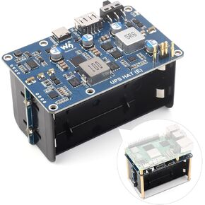 waveshare UPS HAT (E), Compatible with Raspberry Pi 5/4B/3B+, Bi-Directional Fast Charging, 5V 6A Output, Pogo Pins Connector