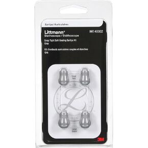 3M Littmann 40001 Stethoscope Spare Parts Kit, Snap Tight Soft-Sealing Ear-Tips, Large and Small, Black