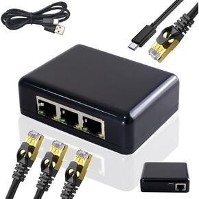 Ethernet Splitter 1 to 3, RJ45 1 Male to 3×Female LAN Ethernet Splitter Adapter Cable, Suitable Super Cat5, Cat5e, Cat6, Cat7, etc LAN Ethernet Socket Connector Adapter