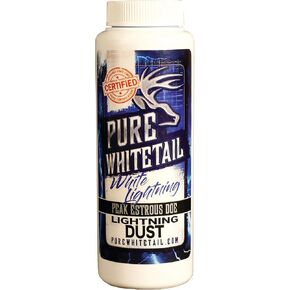 White Lightning Power Dust – Peak Estrous | Doe Scent Mock Scrape Scent | Estrous Scnet from One Doe During Peak Estrous Cycle | Hunting Scent Eliminator | Cover Scent | 4 oz Bottle