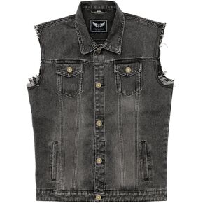 RongYue Denim Vest Jacket for Men Fashion Stretchy Trucker Sleeveless Jean Outerwear