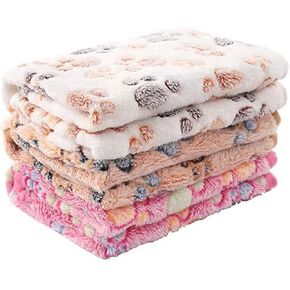 1 Pack 3 Blankets Super Soft Fluffy Premium Fleece Pet Blanket Flannel Throw for Dog Puppy Cat Paw (pink, Medium- 30" x 20")
