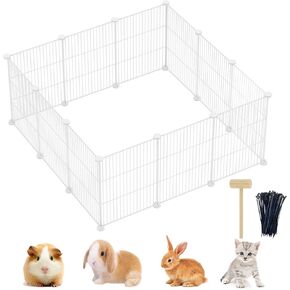 Pet Playpen, Small Animals Playpen, DIY Encrypted Metal Wire Rabbit Fence, Guinea Pigs Cages, Puppy Kitten Playpen, Indoor & Outdoor Yard Fence for Small Animals 12 Pcs Panels Black