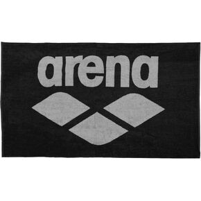 ARENA Soft Cotton Pool Beach Swim Towel, Packable Large 100% Terry Cotton Sports Gym Towel, 59 x 35 Inches, Black/Gray