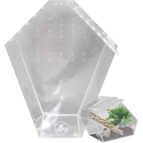 Coffin Shaped Jumping Spider Enclosure 9.5"x7.5"x5" Tarantula Enclosure Reptile Terrarium w/Sliding Magnetic Door. Great Reptile Tank Acrylic Aquarium Spider Box for Terrestrial or Arboreal Animal.