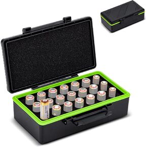 JJC 23A 27A Battery Storage Case for 21x A23 23AE MN21 27A A27 G27A,Water-Resistant & Shockproof Portable 23A Battery Holder Container,Battery Not Included