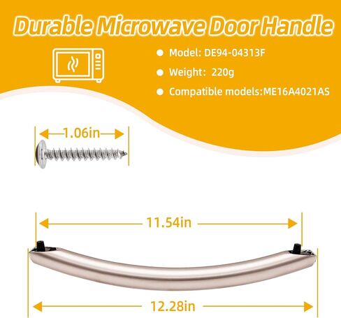 مقبض باب الميكروويف DE94-04313F المطور، متوافق مع قطع غيار مقبض باب فرن الميكروويف ME16A4021AS ME17R7011ES من سامسونج، يتضمن 2 براغي in Saudi Arabia