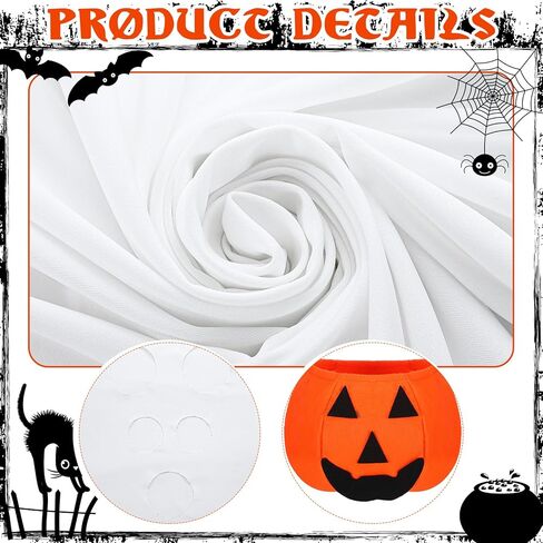 زي Sadnyy Halloween Ghost Dog مع دلو خدعة أو حلوى اليقطين، أزياء شبح بيضاء للكلاب والقطط ودلاء حلوى اليقطين للكلاب والحيوانات الأليفة وحفلات الهالوين التنكرية (متوسطة) in Kuwait