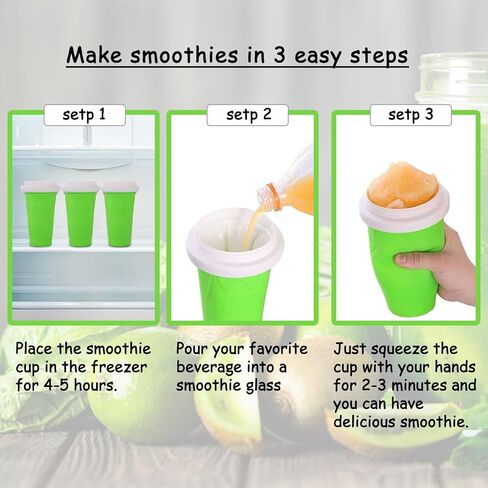 Slushie Maker Up,Quick Frozen Double Layers Cup, Squeeze It Into Ice Homemade Ice Cream Ice Drink,Portable For Outdoor Travel, Gift For Kids Cool Summer (Green), 8.11*4.17 inch in Saudi Arabia