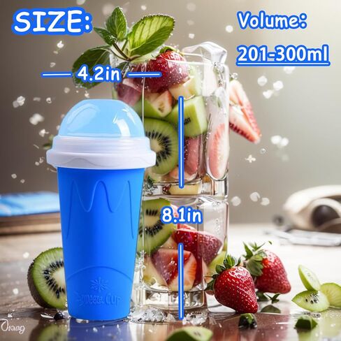 Slushie Maker Up,Quick Frozen Double Layers Cup, Squeeze It Into Ice Homemade Ice Cream Ice Drink,Portable For Outdoor Travel, Gift For Kids Cool Summer (Green), 8.11*4.17 inch in Saudi Arabia