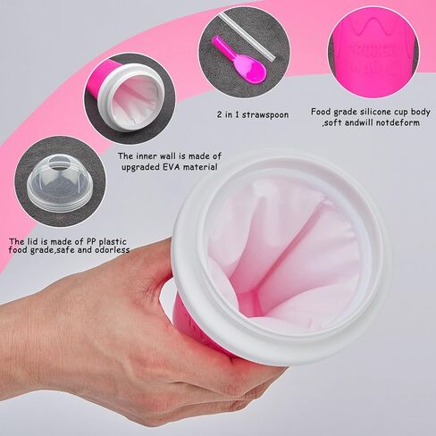 Slushie Maker Up,Quick Frozen Double Layers Cup, Squeeze It Into Ice Homemade Ice Cream Ice Drink,Portable For Outdoor Travel, Gift For Kids Cool Summer (Green), 8.11*4.17 inch in Saudi Arabia