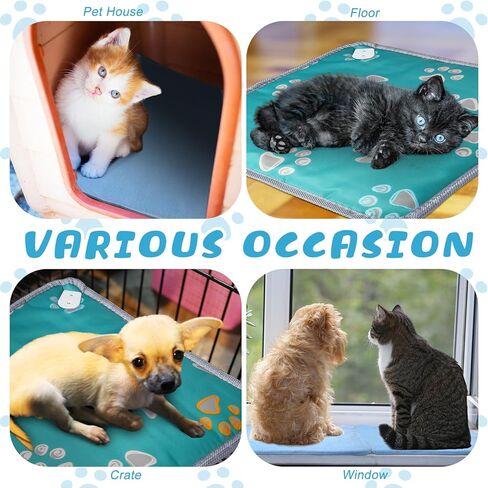 Riakrum 2 قطعة وسادة تدفئة للحيوانات الأليفة، سرير كلب كهربائي للتدفئة مقاس 17.7 × 17.7، قابل للتعديل للقطط، وسادة تدفئة مضادة للماء للكلاب، حصيرة للقطط مع غطاء قابل للغسل، سلك فولاذي مضاد للعض للجرو in Kuwait