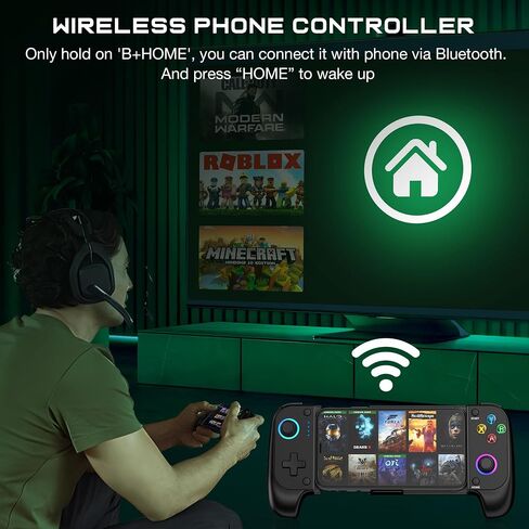 وحدة تحكم هاتف لاسلكية لأجهزة iPhone/Android مع عصا التحكم Hall وRGB، وحدة تحكم الألعاب المحمولة لنظام iOS تدعم Xbox Game Pass وPlayStation وSteam Link وCall of Duty وRoblox وMinecraft وCloud Gamepad in Saudi Arabia