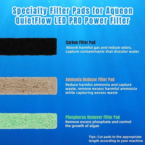 8 خراطيش فلتر كبيرة و6 وسادات فلتر لفلتر الطاقة Aqueon QuietFlow LED PRO 20، 30، 50، 75 / فلتر الطاقة 20، 30، 50، 55/75 / E فلتر الطاقة الداخلي 40 / فلتر العلبة 200، 300، 400 in Kuwait