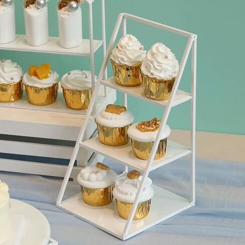Trapezoid Metal Cake Rack Dessert Candy Fruit Display Rack Cupcake Service Tower Wedding Birthday Party Celebration Family Decoration Cold Meal Coffee Break Set Cake Snack Plate Afternoon Tea (gold) in Saudi Arabia