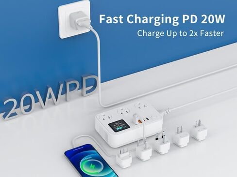 قابس تحويل 350 وات، محول سفر دولي مزود بمنفذين USB ومنفذين USB-C، يخفض 220 فولت إلى 110 فولت لمناطق 100 فولت - 240 فولت ومقابس بلدان مختلفة باستخدام الأجهزة الكهربائية الأمريكية in Saudi Arabia