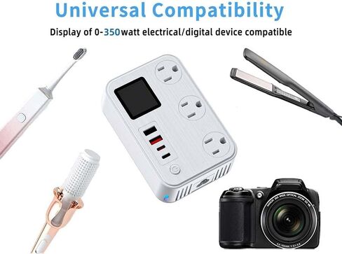 قابس تحويل 350 وات، محول سفر دولي مزود بمنفذين USB ومنفذين USB-C، يخفض 220 فولت إلى 110 فولت لمناطق 100 فولت - 240 فولت ومقابس بلدان مختلفة باستخدام الأجهزة الكهربائية الأمريكية in Saudi Arabia