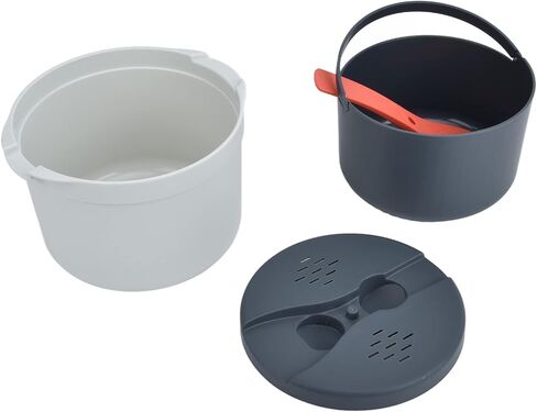 Microwave Rice Cooker Set, 2L Rice Spoon Lid Strainer Steaming Pot Rice Cooke For Home Office(Orange) in Saudi Arabia