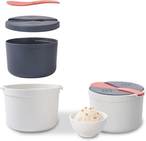 Microwave Rice Cooker Set, 2L Rice Spoon Lid Strainer Steaming Pot Rice Cooke For Home Office(Orange) in Saudi Arabia
