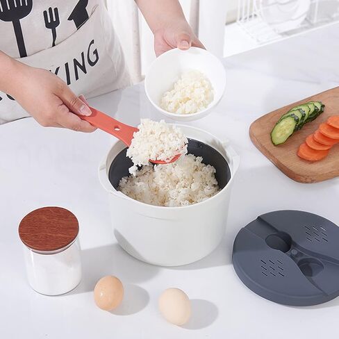 Microwave Rice Cooker Set, 2L Rice Spoon Lid Strainer Steaming Pot Rice Cooke For Home Office(Orange) in Saudi Arabia