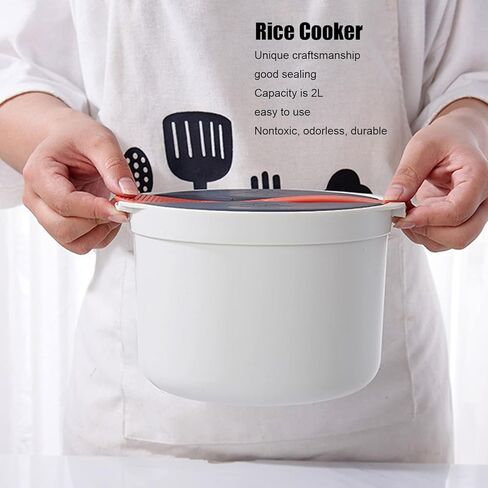 Microwave Rice Cooker Set, 2L Rice Spoon Lid Strainer Steaming Pot Rice Cooke For Home Office(Orange) in Saudi Arabia